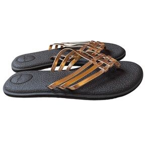 Sanuk Yoga Salty ll Metallic Flip Flop Sandals NWT Size 8